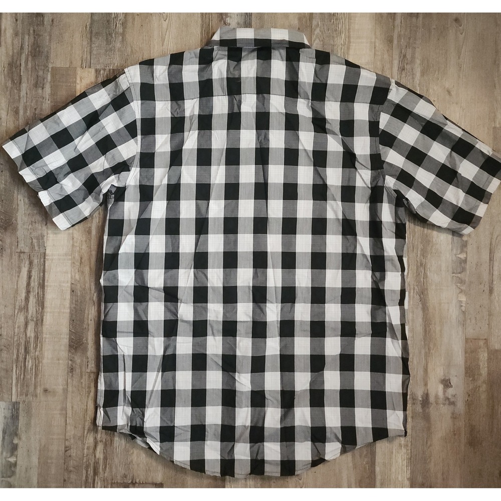 Coastal Button Down Shirt Mens XXL Black White Plaid Short Sleeve Buffalo Check - Picture 5 of 6
